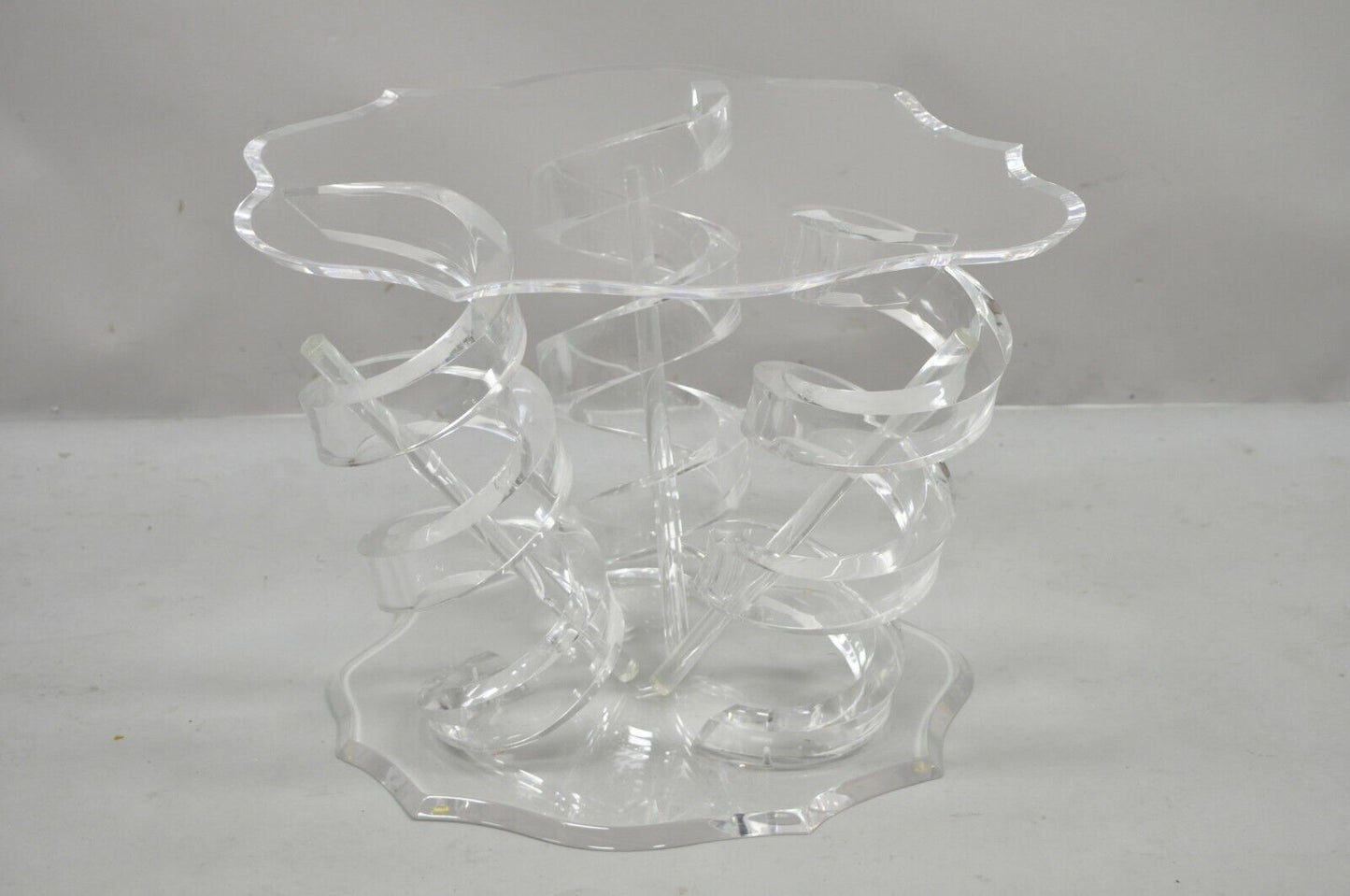 Lucite Spiral Coil Spring Base Mid Century Modern Coffee Table
