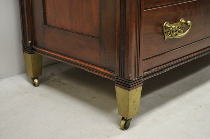 Antique Herts Brothers Edwardian Bronze & Satinwood Inlay Mahogany Chest Dresser