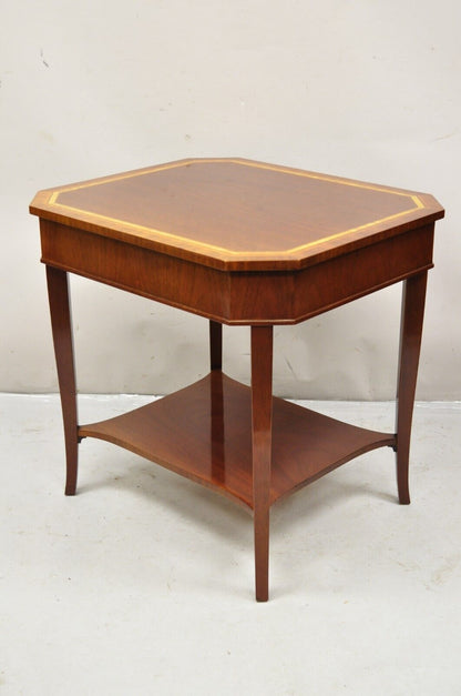 Kindel Preservation Satinwood Inlay Banded Mahogany 2 Tier Side End Table