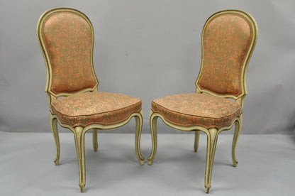 4 Italian Provincial French Hollywood Regency Upholstered Dining Side Chairs