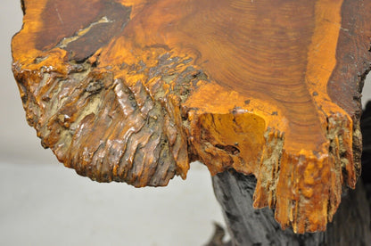 Vintage Mid Century Driftwood Burl Wood Slab 36" Side Table