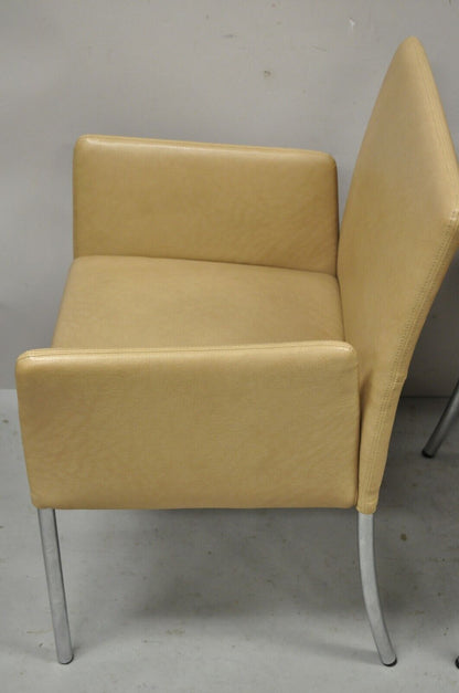 Coalesce Steelcase Beige Leather Model 1510 Switch Guest Arm Chair (A) - a Pair