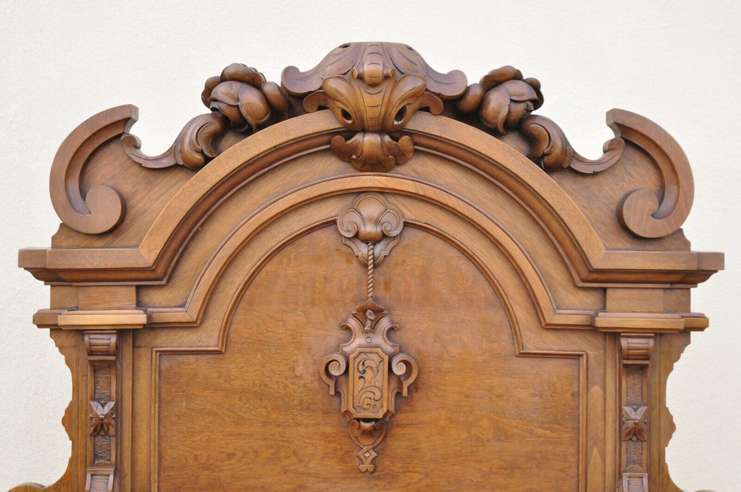 Victorian Carved Walnut Marble Top Custom Sideboard Buffet Cabinet w/ Backsplash