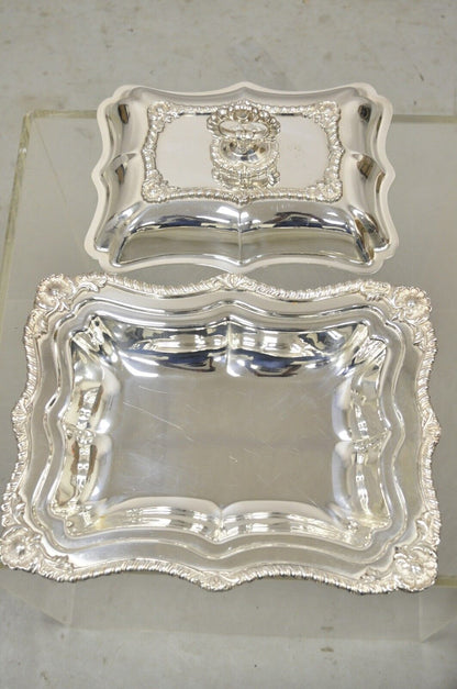 Silver Plated Victorian Scalloped Edge Lidded Vegetable Serving Platter Dish