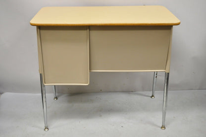 Vintage Adjustable Height Metal School Writing Desk With Laminate Top