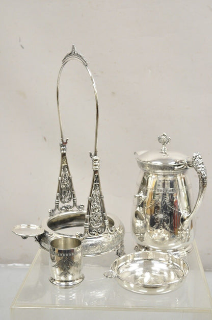 Rogers Smith & Co Silver Plated Victorian Tilting Lemonade Water Pitcher w Stand