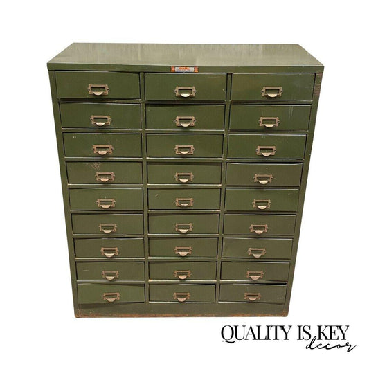 Vintage Castle Casol Cabinet Co Green Steel Metal Shop Hardware 27 Drawer Chest