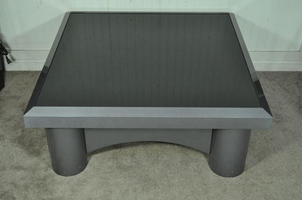 Custom Industrial Modern Large Aluminum Gun Metal 40" Square Coffee Table