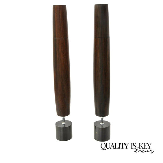 Mid Century Danish Modern 1964 Ronson Varaflame Rosewood Candlesticks - a Pair