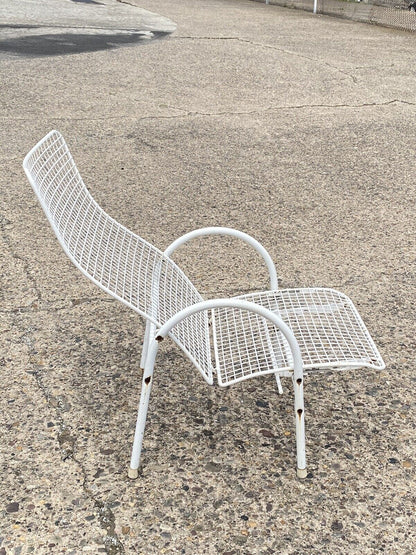 Vintage Reclining Wrought Iron Sculptural Mid Century Modern Patio Lounge Chair