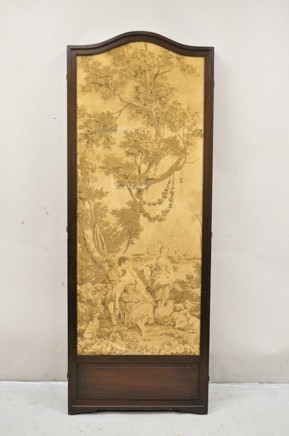 Antique Victorian French Tapestry Mahogany Frame 3 Panel Screen Room Divider