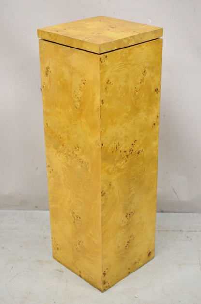 Mid Century Modern Brandt Milo Baughman Style Burlwood Pedestal Display Stand