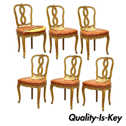 6 Pretzel Ribbon Back Hollywood Regency French Provincial Rococo Dining Chairs