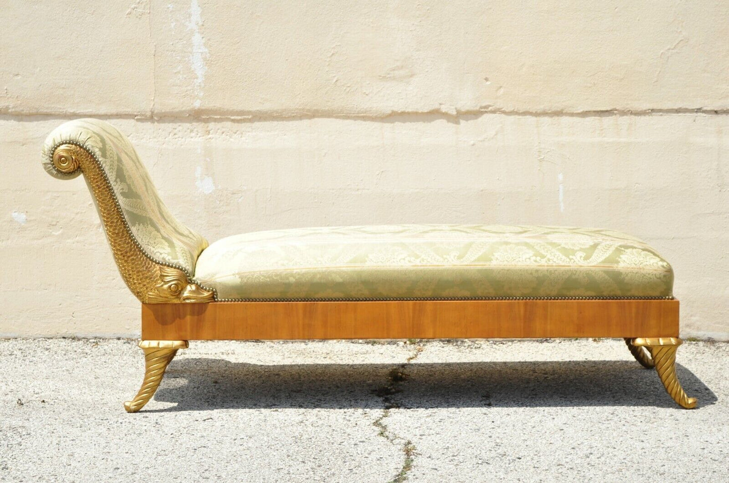 William Switzer Italian Biedermeier Regency Carved Recamier Chaise Lounge Chair