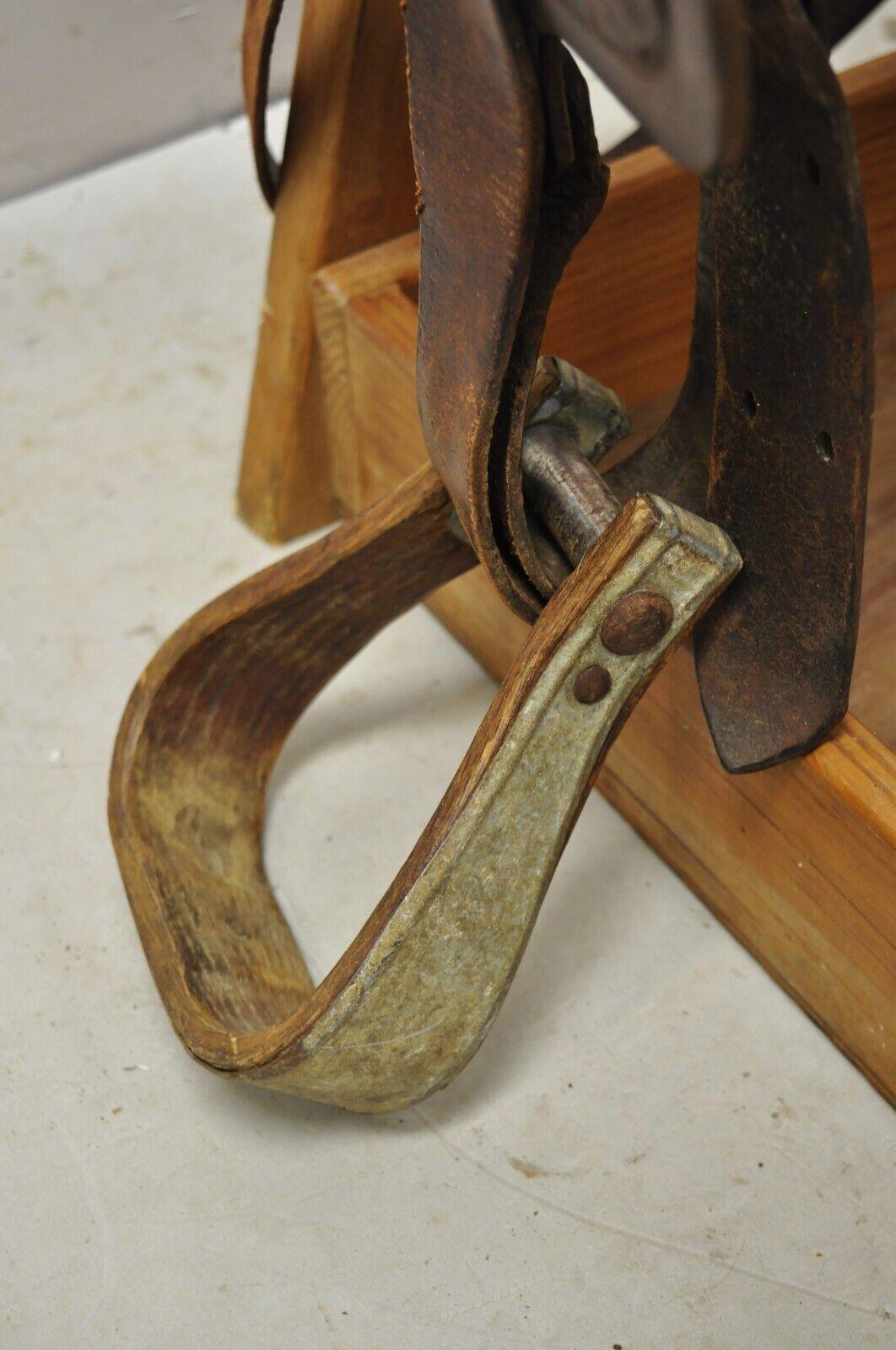 Vintage Brown Tooled Leather Embossed 14" Western Horse Saddle