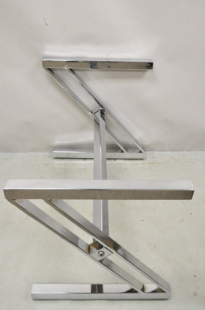 Mid Century Modern Chrome Frame Z Shaped Metal Desk Dining Table Base