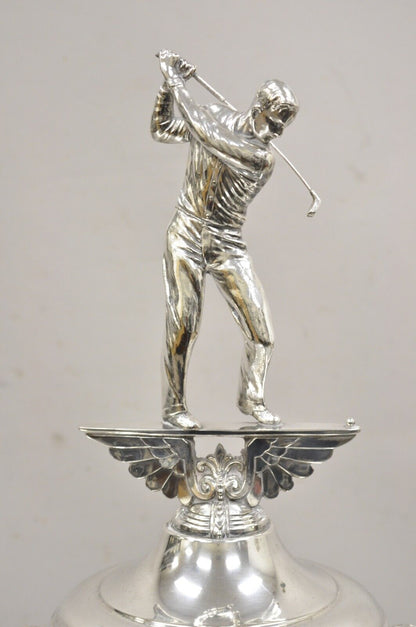 Vintage Art Deco Style Large 30" Silver Plated Golf Tournament Trophy Cup Award