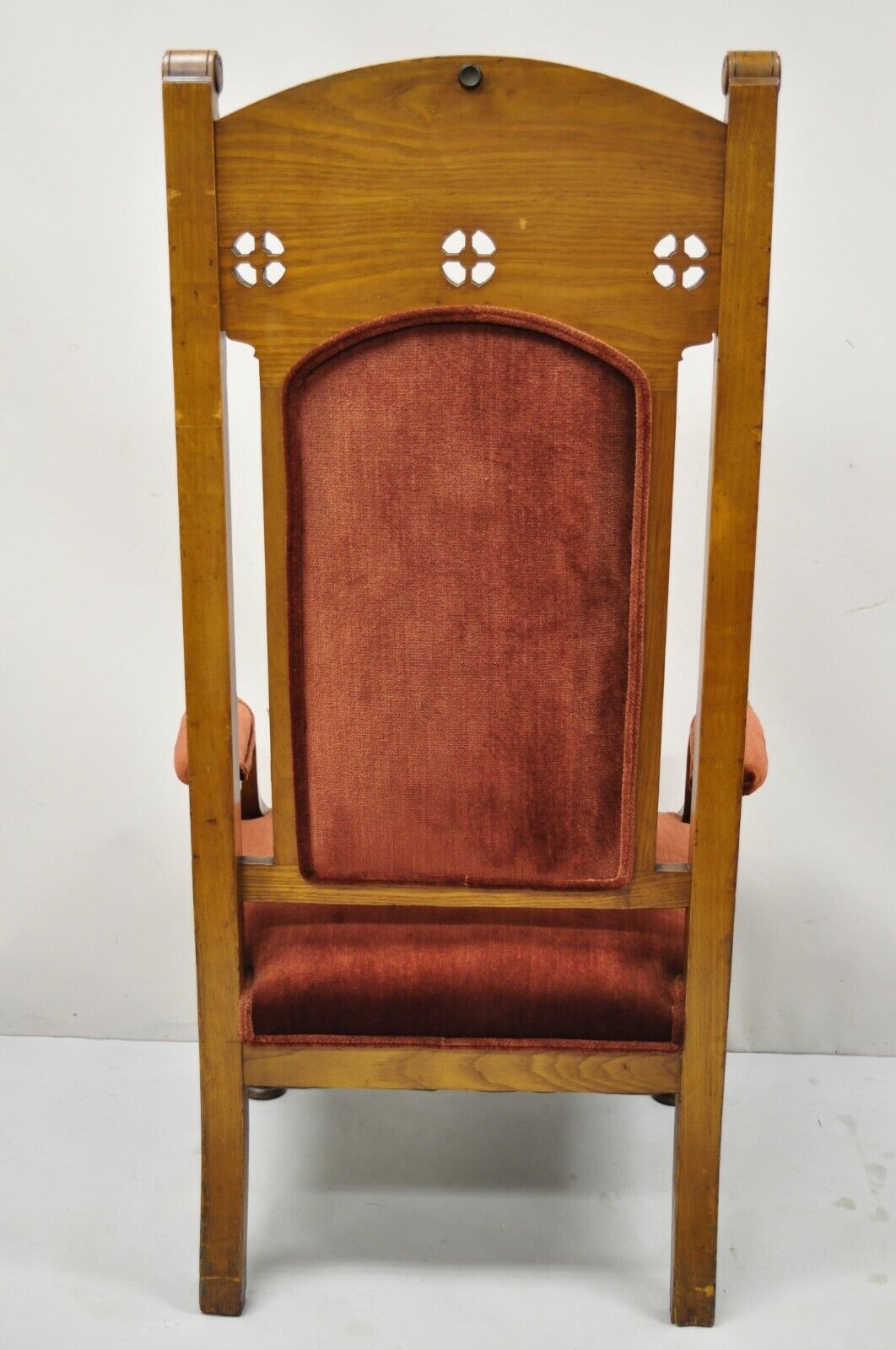 Large Antique Eastlake Victorian Oak Wood Revival Altar Throne Pulpit Arm Chair