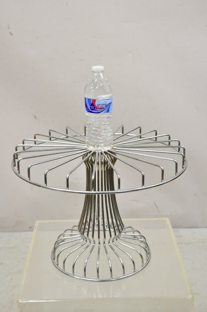 Vintage Mid Century Modern Chrome Metal Wire Pedestal Cake Stand