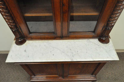 19th Century French Renaissance Walnut Bookcase Sideboard Buffet Hutch Cabinet