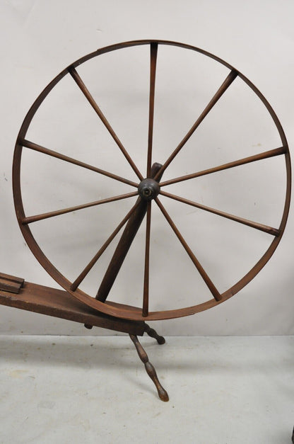Antique American Primitive Colonial Wooden Country Spinning Wheel