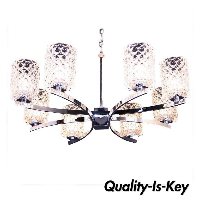 Kaiser Leuchten Thousand Eyes Glass Shades Chrome Chandelier, Mid-Century Modern