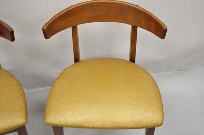 Mid Century Modern Cherry Wood Curved Back Hoof Leg Side Chair - a Pair