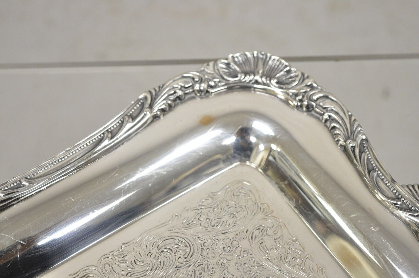 Vintage WM Rogers 290 Silver Plated Ornate Victorian Style Serving Platter Tray