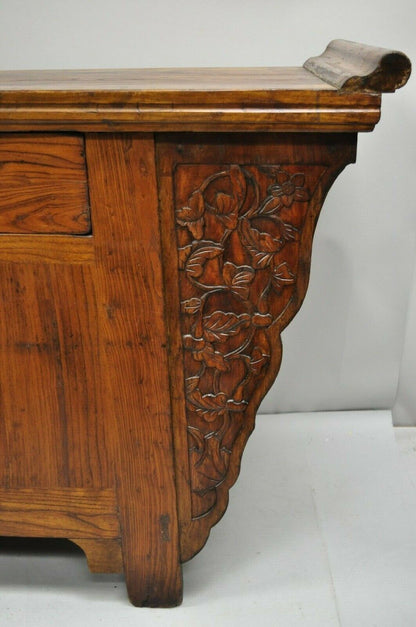 Antique Carved Hardwood Chinese Altar Console Table Sideboard Buffet Cabinet