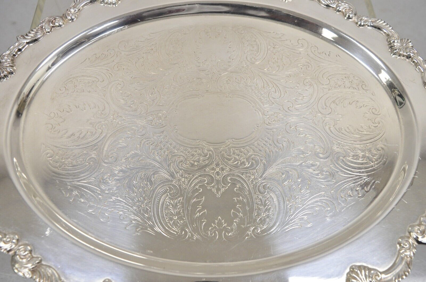 Vintage English Victorian Style Silver Plated Oval Platter Tray Crown Hallmark