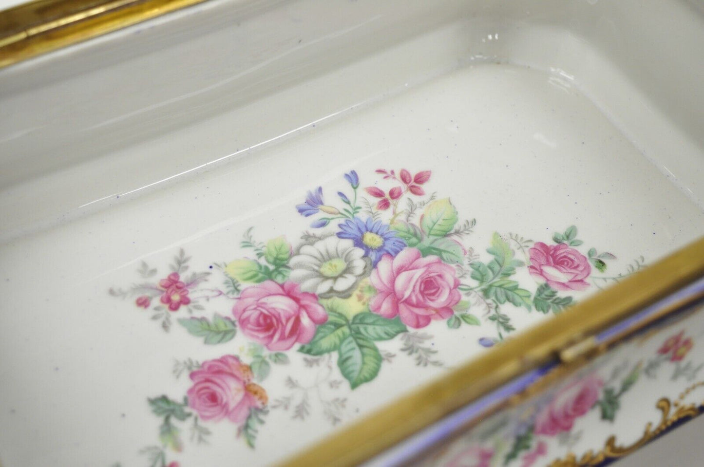 Vintage French Victorian Porcelain Hand Painted Hinged Box Signed R. Coulory