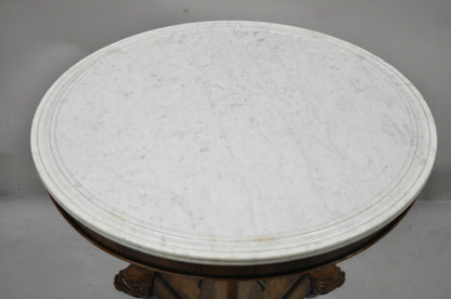 Antique Italian Biedermeier Empire Round Marble Top Center Table Bronze Ormolu