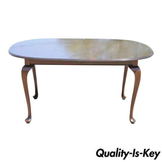 Ethan Allen Georgian Court Cherry Wood Queen Anne Oval Dining Table 1 Leaf