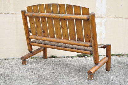 Log Cabin Primitive Adirondack Wooden Log Outdoor Bench Sofa Set - 2 Pcs