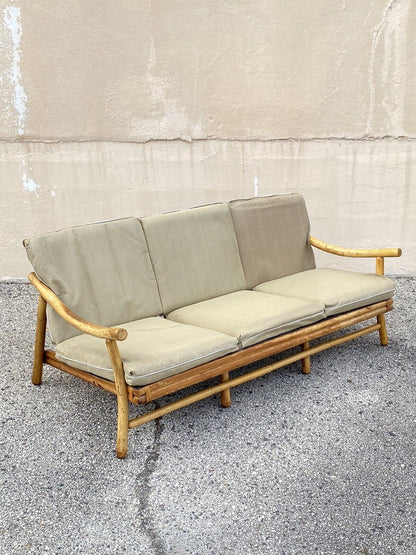 Vintage Ficks Reed Bamboo Rattan Tiki Sofa Set with Lounge Chairs - 3 Pc Set