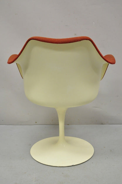 Vintage Knoll Eero Saarinen Red Upholstered Fiberglass Tulip Arm Chair