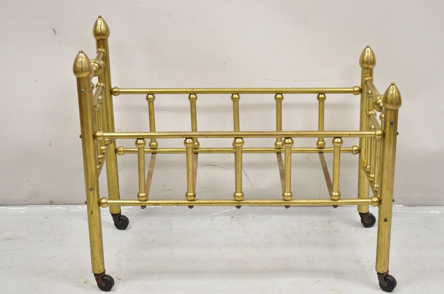 Antique Victorian Child's Baby Doll Pet Cradle Brass Bed