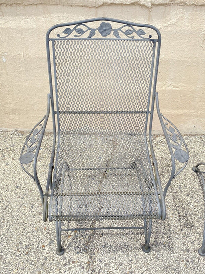 Vintage Meadowcraft Dogwood Coil Spring Wrought Iron Garden Patio Chair - a Pair