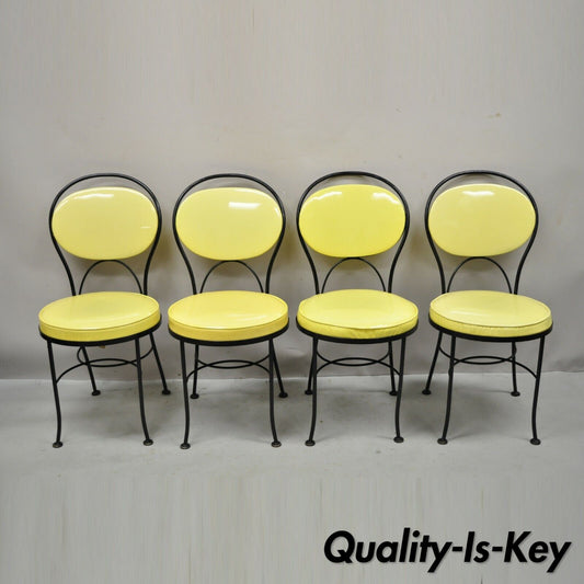 Gallo Iron Works Wrought Iron Yellow Vinyl Modern Bistro Dining Chair - Set of 4