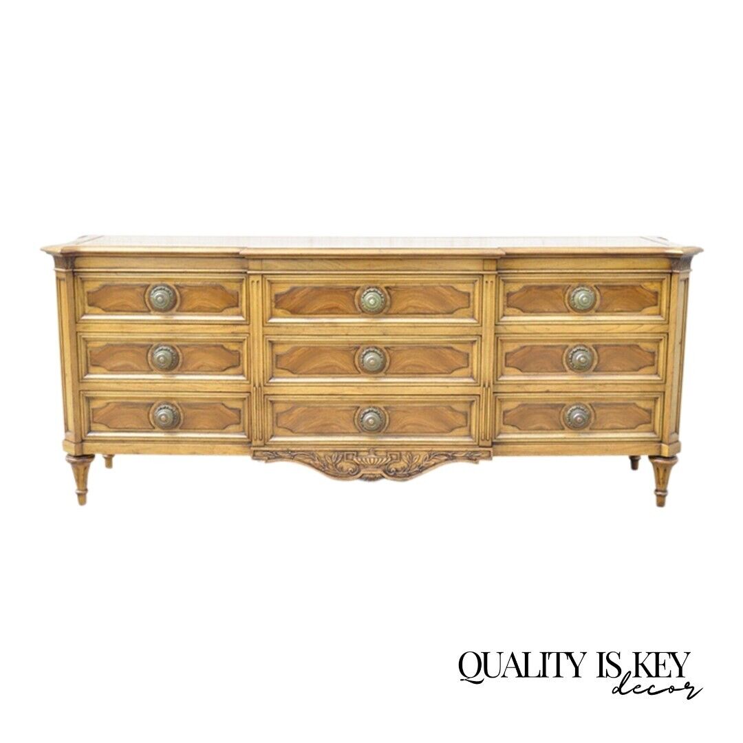 Karges French Regency Style Neoclassical Walnut 9 Drawer Credenza Dresser