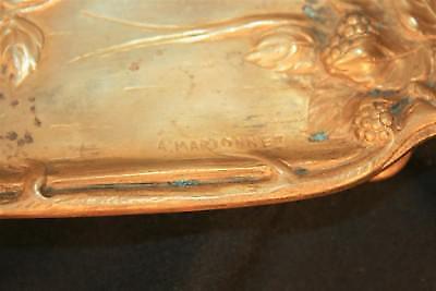 Antique French Art Nouveau Gilt Bronze Inkwell Signed A. Marionnet Depose