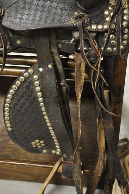 Chattanooga Saddlery Co Tex-West Brown Leather Studded Horse Show Saddle 12"