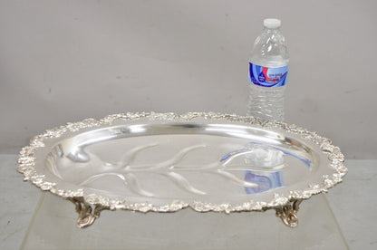 Vintage Victorian Style Silver Plated Oval Footed Meat Cutlery Platter Tray