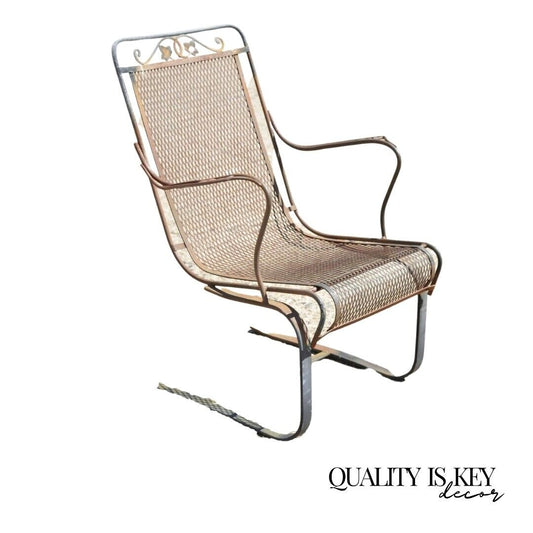 Vintage Woodard Wrought Iron Maple Leaf Garden Patio Bouncer Spring Chair