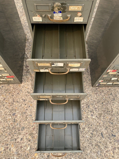 Vintage Columbia Steel Equip Green Metal 10 Drawer Industrial File Cabinet (B)