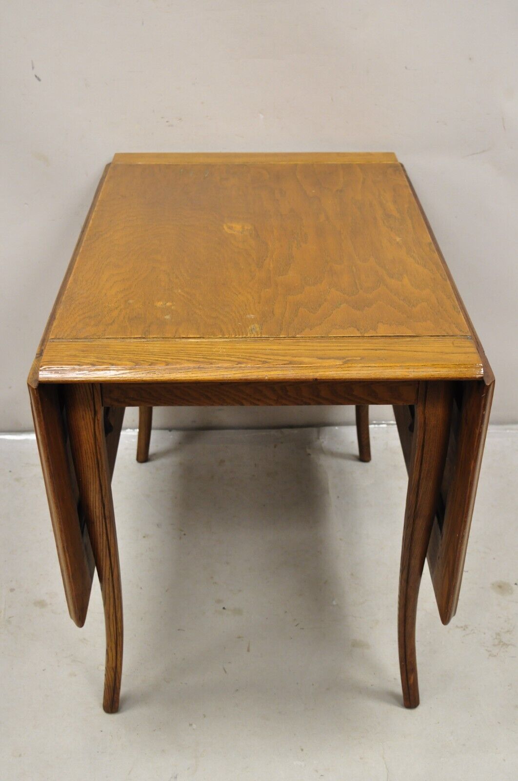 Vintage Mid Century Modern Klismos Saber Leg Oak Drop Leaf Dining Table