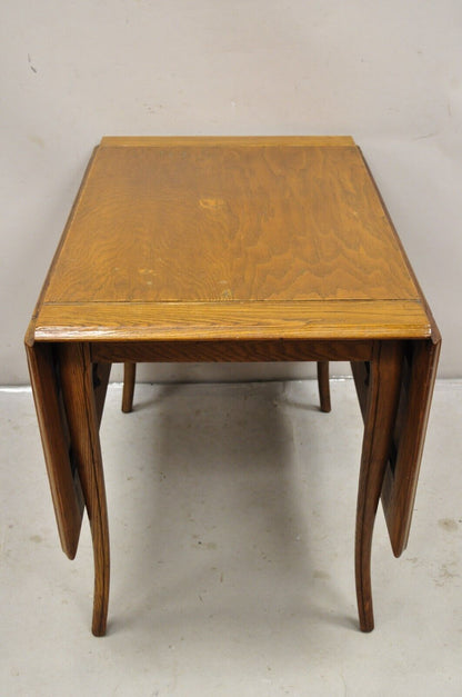 Vintage Mid Century Modern Klismos Saber Leg Oak Drop Leaf Dining Table