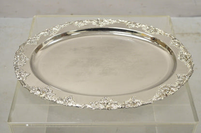 Vtg Godinger Victorian Style Silver Plated Grape Cluster 17" Oval Platter Tray