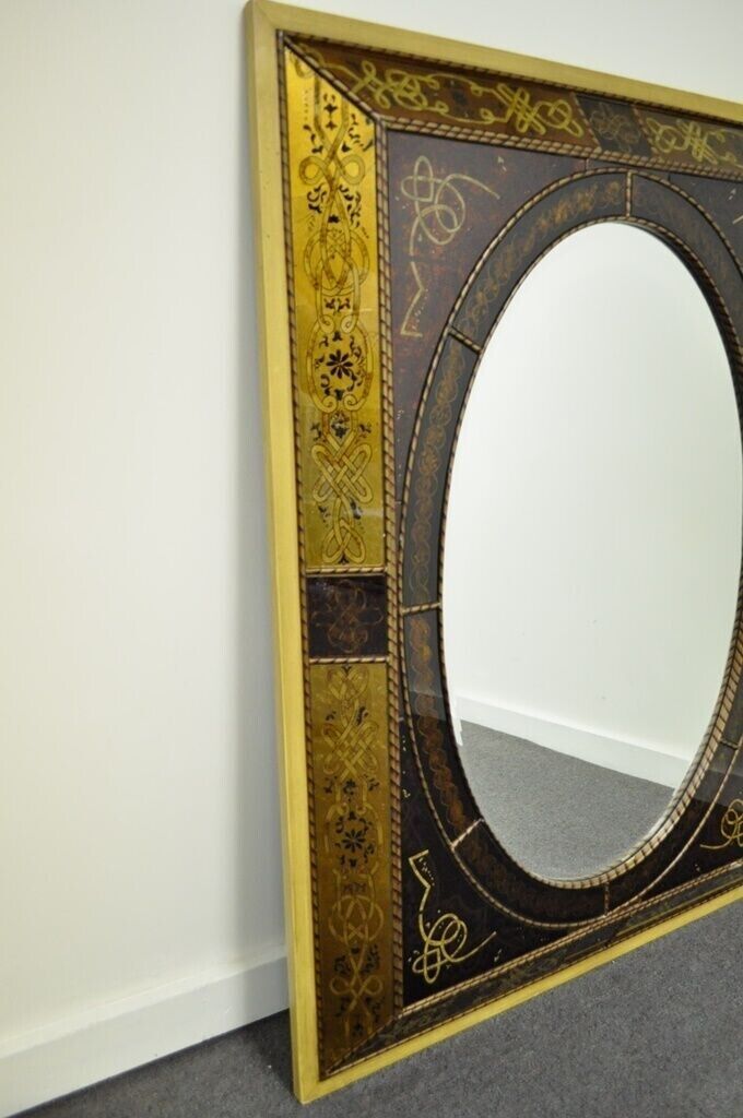 Decorator Italian Venetian Style Hollywood Regency Reverse Decorated Wall Mirror