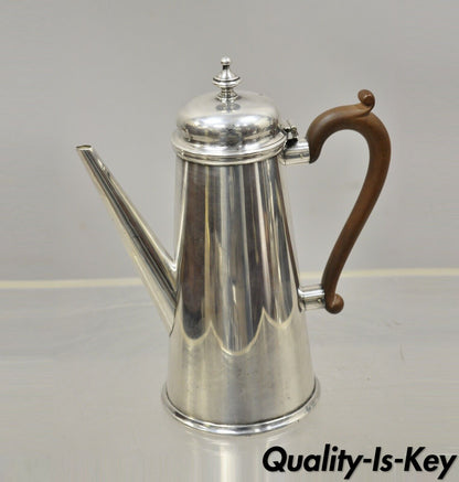 The Goldsmiths & Silversmiths Co Silver Plate Wood Handle Modern Coffee Tea Pot